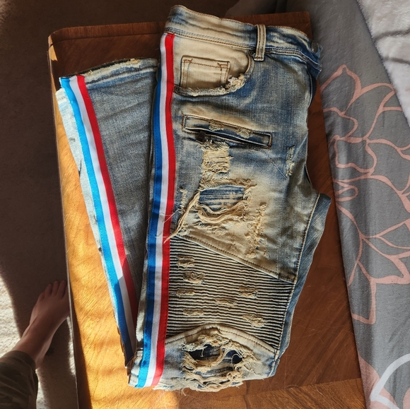 Men's Preme Distressed & Stacked Jeans (32/32) - Picture 9 of 11